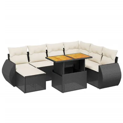 Produktbild von vidaXL 8-tlg. Garten-Sofagarnitur mit Kissen Schwarz Poly Rattan