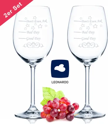 Produktbild von 2x Leonardo XL Weinglas - Good Day Bad Day Don't Even Ask - Geburtstagsgeschenk - Lustige Geschenke - Geeignet als Weißw