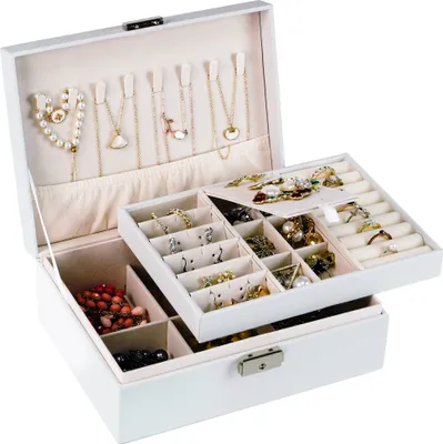 Produktbild von ADEL DREAM Schmuckkästchen, 2 Folien Schmuckkästen, in denen Ringe, Ohrringe, Halsketten, Armbänder, elegante Geschenke für Frauen und Mädchen aufbewahrt werden.