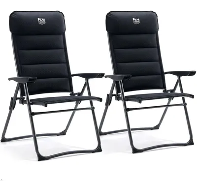 Image de Chaise pliante fauteuil de jardin chaise de camping - Dossier haut - 150 kg - Aluminium - Pliable