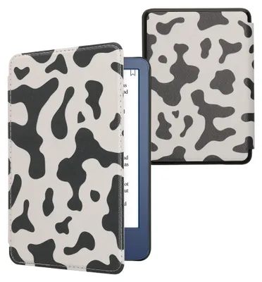 Produktbild von kwmobile Schutzhülle für Amazon Kindle (2022/2024) Hülle - eReader Flip Case mit Auto Sleep Funktion - Kuhmuster mit Schwarz Weiß