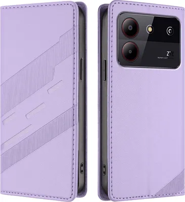 Produktbild von Hülle für ZTE Blade A54, Kunstleder Brieftaschen Handyhülle mit Kartenfach und Standfunktion Violett