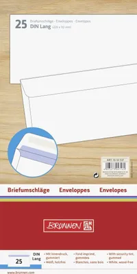 Produktbild von BRUNNEN Briefumschlag DIN Lang gumm. Weiss 25 Stück 1053537