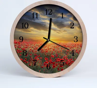 Produktbild von Holzuhr 20fi cm wanduhr - Mohnfeld Natur
