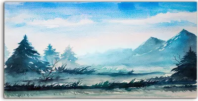 Produktbild von Coloray Spritzschutz aus Glas 100x50  Wandkunst Küchenrückwand Foto Bild Gras Bäume Berge Landschafts