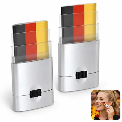 Produktbild von Gesichtsmalfarbe Deutschland 2er Set, Schminkstifte Schwarz Rot Gelb, Fanartikel für Fußball, Karneval und Festival