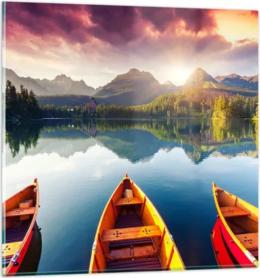 Produktbild von Bilder auf glas - See Natur - 30x30cm - Glasbilder - Wandbilder - Bilder - Kunstdruck - zum Aufhängen bereit - Wanddekoration aus Glas - Glas Bilder - Wandbild auf Glas - Einteilig - GAC30x30-3579
