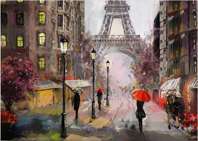 Produktbild von Leinwandbild Kunst 50 x 70 cm - Wandbild Paris Braun Grau - Keilrahmen Architektur Gebäude Wohnzimmerdeko Wanddeko Wandgemälde