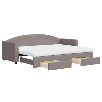 Produktbild von vidaXL Tagesbett Ausziehbar mit Schubladen Taupe 80x200 cm Stoff