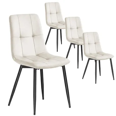 Produktbild von VASAGLE Küchenstühle gepolstert, Esszimmerstühle Samt, moderner Sessel mit verstellbaren Füßen, für Wohnzimmer, 4er Set, beige