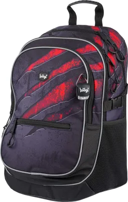 A backpack with a claw mark design.