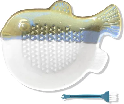 Produktbild von Keramik-Reibeplatte, Ingwerreibe, Knoblauchreibe, zum Reiben verschiedener Zutaten, in Kugelfischform, einzigartig, spülmaschinenfest