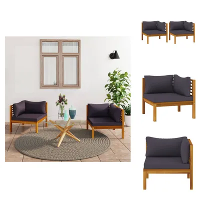 Image de vidaXL Canapé d'angle 2 pièces avec coussins gris foncé bois massif teck - éléments de canapés de jardin