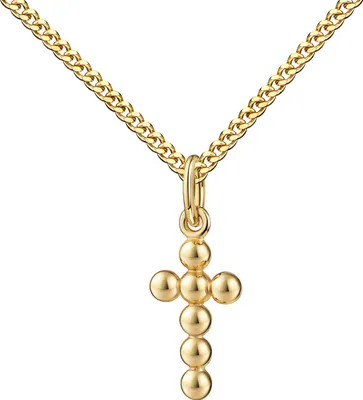 Produktbild von Taufkreuz Gold 333 Goldkreuz  Kugelkreuz Damen und Kinder. Mit Kette 50 cm