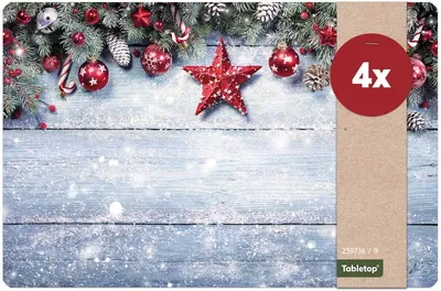 Produktbild von Abwaschbare Tischsets 4er Set Weihnachten Stern Holz