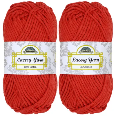 Lacery Garn 100g, 2 Stränge, 100% Baumwolle, Farbe Herzrot