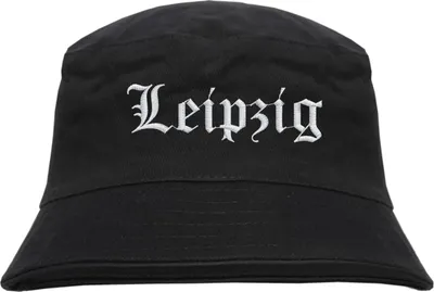Produktbild von Leipzig Fischerhut - Altdeutsch - bestickt -  Bucket Hat Anglerhut Hut Schwarz S/M