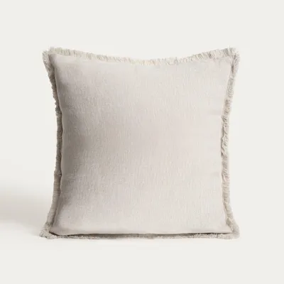 Zdjęcie produktu dla HOMLA Poszewka ZAMBRA z dodatkiem lnu ecru z frędzlami 45x45 cm