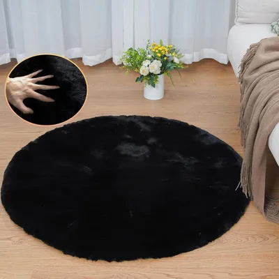 Produktbild von Rundes Teppich aus weichem Kaninchenfell 90 cm