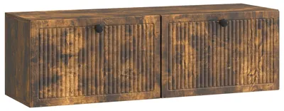 Image de Meuble TV mural vidaXL en chêne fumé 98 x 31 x 30 cm