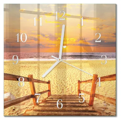 Produktbild von Tulup Glasuhr Wanduhr Küchenuhr Echt-Glas 30x30 cm Modern Dekorativ Geräuschlos Weiße Zeiger - Strandbrücke
