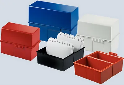 Image de HAN Boîte à fiches DIN A8 horizontal - pour 200 cartes avec charnière en acier, bleu