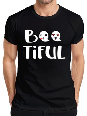Produktbild von Boo Tiful Halloween Geister Niedlich Herz Emoji Geschenk Lustig Herren T-Shirt, Schwarz, S