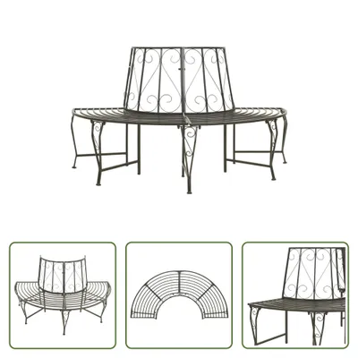 Immagine prodotto di The Living Store panchina da giardino ad albero semicircolare da 160 cm in acciaio