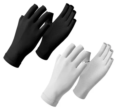 Produktbild von 2 Paar sommerliche Eisseiden-Sonnenschutzhandschuhe fš¹r Damen, atmungsaktive, fingerlose Handschuhe zum Autofahren und Radfahren