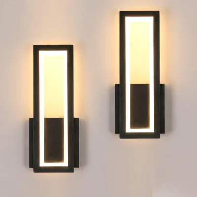 Obrázek produktu pro LED nástěnná lampa Osairous, moderní design, 2 kusy, 16W, 1800 lumenů, akryl, černá barva, teplé bílé světlo (3000K)