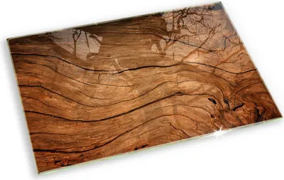 Produktbild von Unterlage für Kerzen Minimalistisch Glas Gummifüße - 80x52 cm - Holzbrettstruktur