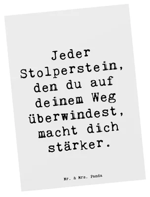 Produktbild von Mr. & Mrs. Panda Postkarte Spruch Stolpersteine im Alltag meistern - Weiß - Geschenk, Fotokarte, Trost, stärker werden, Ansichtskarten, Vertrauem, Postkarten, Mutmacher