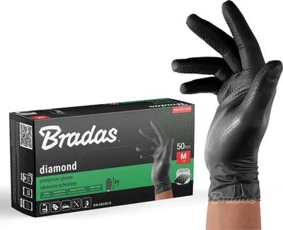 Image de 50 gants jetables picots Nitrile DIAMOND noir M (7-8)