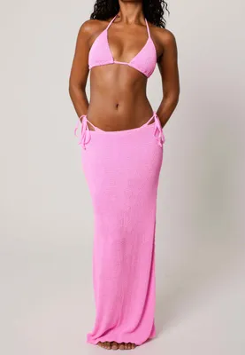 Produktbild von Moda Minx Maxirock Scrunch Long Maxi Skirt mit strukturiertem Scrunch-Material Candy Pink M/L