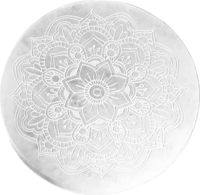 Produktbild von Selenitplatte Mandala 8cm – Energiereinigung Deko Meditation Esoterik