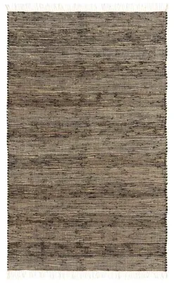 Produktbild von Schwarzer Jute-Teppich mit Fransen, Streifen natur 60x110