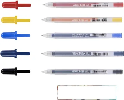 Productafbeelding van Sakura Gelly Roll classic - Gelpen 06 - Dun - Rood - Geel - Blauw - Koningsblauw. zwart + 1 kaart