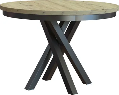 Produktbild von MEBLINI Esstisch Rund Ausziehbar aus Metall - Loft - Esszimmertisch Modern - Küchentisch - Ausziehtisch - Round Dining Table - Esszimmertische - 100-138x77cm - CHRIS - Artisan Eiche/Schwarz Matt