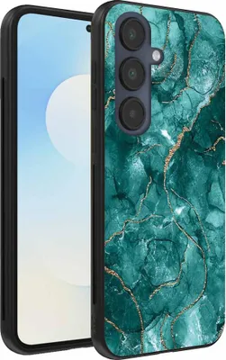 Immagine prodotto di Adatto per Samsung Galaxy S25 FE Custodia per telefono con stampa in marmo - Custodia in TPU con design in marmo - Oro Verde - Smartphonica
