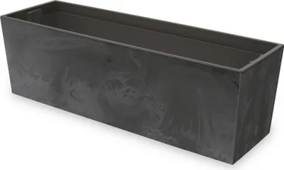 Obrázek produktu pro Květinový truhlík s praktickou vložkou Květináč Délka: 77 cm Balkonový truhlík na plastu Betonový vzhled Betonová konstrukce Antracitová barva Interiér / exteriér