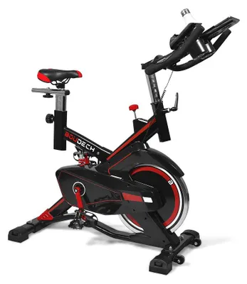 Image de BOUDECH - BOLD 1600 vélo de course fitness bike avec volant d'inertie à résistance magnétique de 16 kg, écran LCD, logiciel de suivi et support pour tablette.