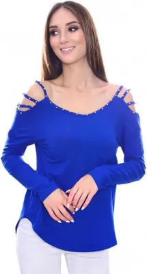 Immagine prodotto di Camicetta da donna manica lunga elegante senza rivetti; blu/2XL/3XL