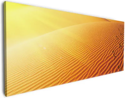 Produktbild von Wallario Premium Leinwandbild Fußspuren im Sand - Sanddüne in der Wüste in Größe 60 x 150 cm