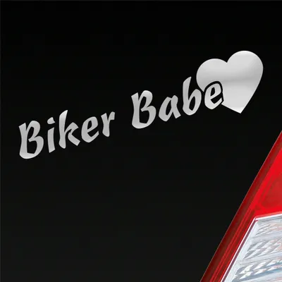 Produktbild von Auto Aufkleber Biker Babe Bikerbabe Motorrad Frau 19x4 cm Silber Sticker Heckscheibenaufkleber