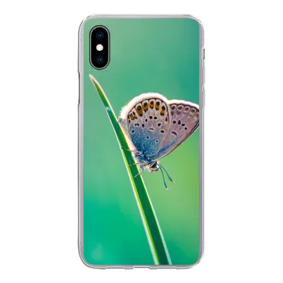 Produktbild von MuchoWow® Handyhülle Schutzhülle Hülle für iPhone Xs Schmetterling - Gras - Licht Silikon Softcase Handy Hülle - Handytasche