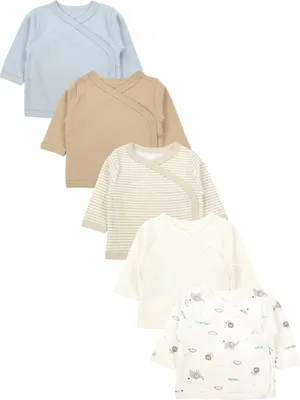 Produktbild von TupTam Baby Mädchen Langarm Wickelshirt Baumwolle 5er Set, Farbe: Braun_Beige_Streifen_Tieren, Größe: 80