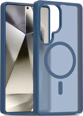 Obrázek produktu pro Magnetické pouzdro pro Samsung Galaxy S25 Ultra, kompatibilní s MagSafe, matná průsvitná zadní strana, odolné proti nárazům Tmavě modrá
