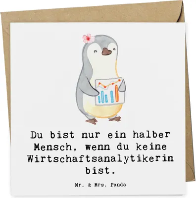 Produktbild von Mr. & Mrs. Panda Grußkarte Wirtschaftsanalytikerin Herz - Weiß - Geschenk, Glückwunschkarte, doppelkarte, anlasskarte, faltkarte, Klappkarte