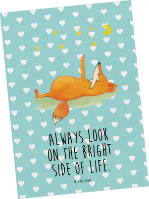 Produktbild von Mr. & Mrs. Panda Postkarte Fuchs Sterne - Türkis Pastell - Geschenk, Always Look On The Bright Side Of Life, Positiv, Ansichtskarten, Optimistisch, Grußkarte, Mond