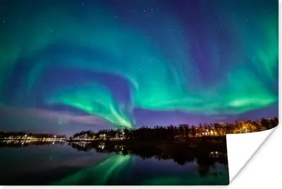 Produktbild von MuchoWow® Poster Nordlichter - Wasser - Reflexion - Norwegen 30x20 cm - Plakate - Print